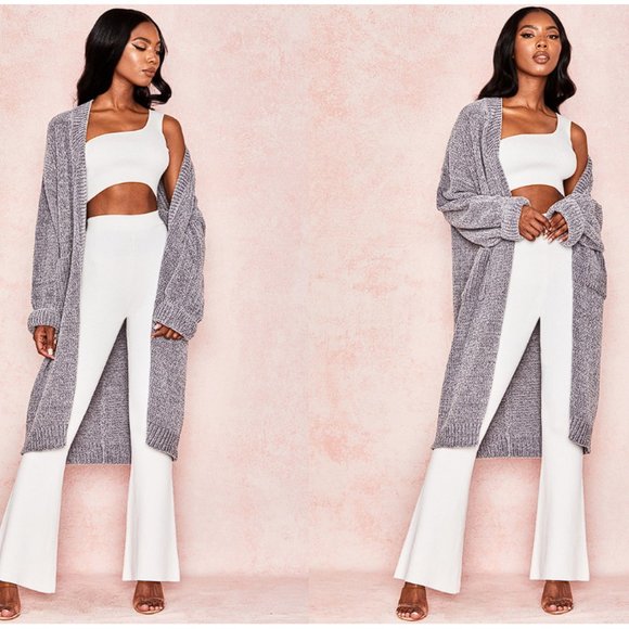 HOUSE OF CB 'Celine' Grey Chenille Slouchy Cardigan NWOT - Picture 2 of 7